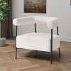Airsurfer Modern Boucle Fabric Upholstered Accent Chair, Curved Armchair with Black Metal Frame, White - 3 of 4