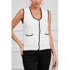 V For City Women's Contrast Trim Scallop Edge Knit Vest Cardigan Sweater For Winter - 3 of 4