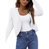 Womens Knit Long Sleeve Open Front Wave Edge Short Cardigan Top - 4 of 4