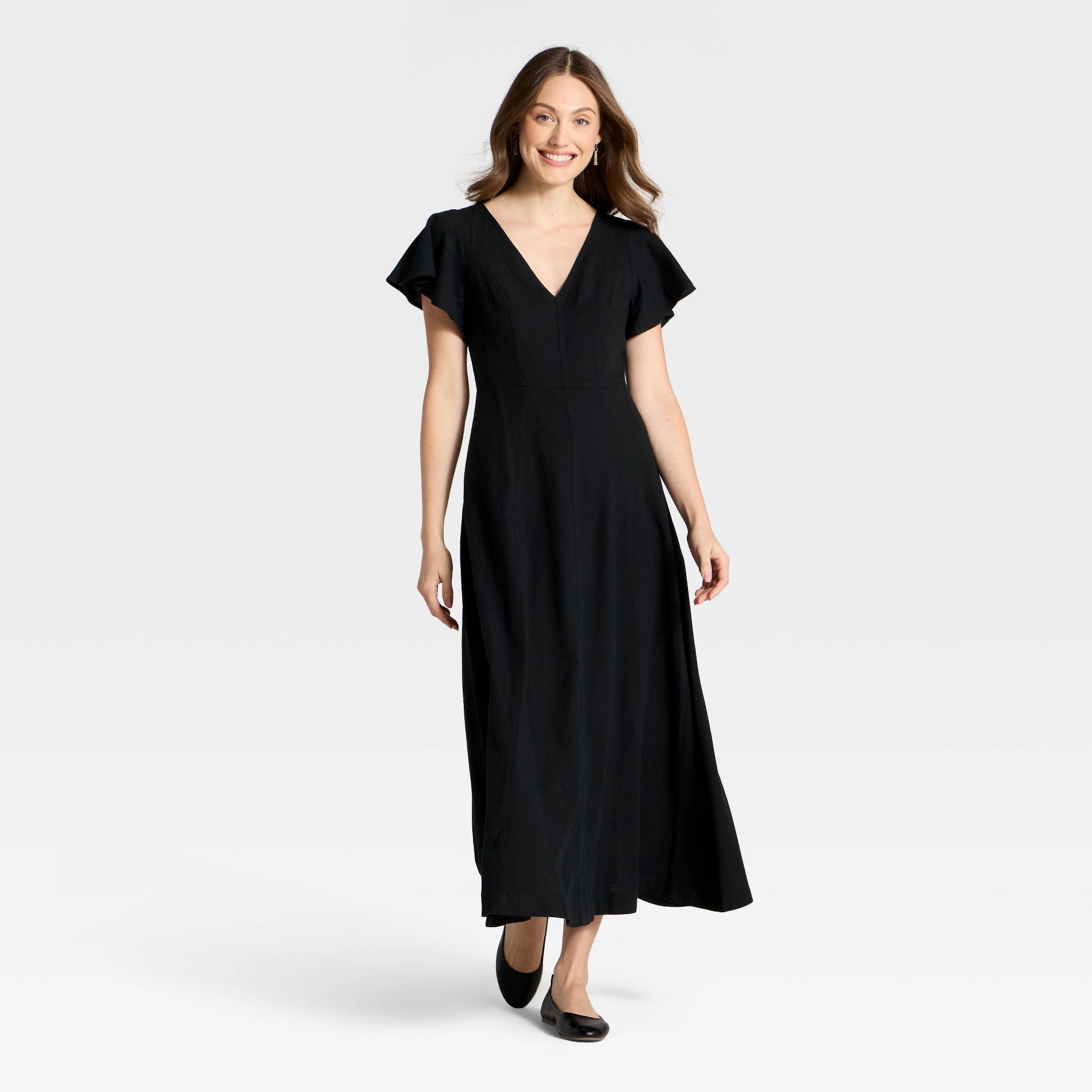 Women's Flutter Short Sleeve Maxi A-Line Dress - Universal Thread™