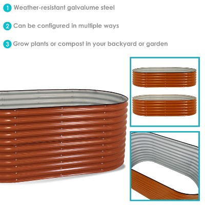 Large Brown Galvalume Steel Oval Raised Garden Bed