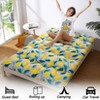 Japanese Style Floral Print Futon Mattress, Portable Floor Mattress Roll-Up Tatami Mat with Yellow Lemon Design, Ideal for Sleeping & Travel - 3 of 4