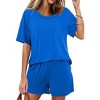 Ekouaer Women's 2 Piece Pajama Sets Short Sleeve Lounge Sets Soft Round Neck Top and Shorts Sleepwear - 4 of 4