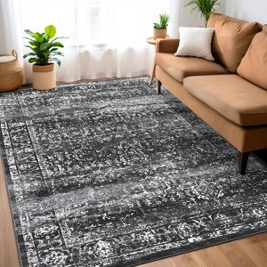 Washable Large Vintage Area Rug for Living Room Non Slip Non-Shedding Distressed Indoor Carpet Ultra Soft Low Pile Throw Rug for Bedroom Dining Room - 1 of 4