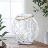 15" x 15" Woven Rattan/Glass Lantern with Burlap Jute Rope Handle White - Olivia & May - image 2 of 4