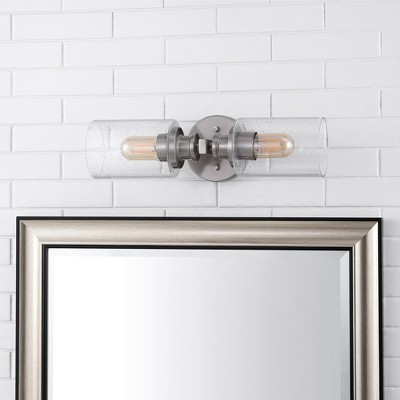 Nickel Cylinder 2-Light LED Vanity Wall Sconce