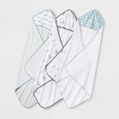 white hooded baby towel