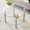 NicBex Contemporary Minimalist Double-Layer Tempered Glass Coffee Table with Storage,Round Center Table for Living Room - 3 of 4