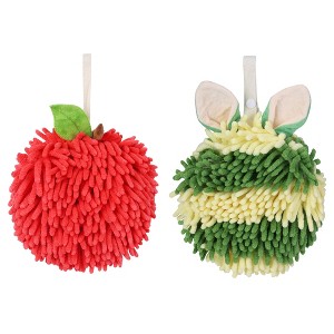 REGALWOVEN 2 Pcs Comfortable Soft Absorbent Chenille Ball Fuzzy Hand Towels - 1 of 4
