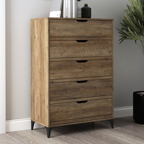 Galano Lilay 5-Drawer Chest of Drawer (46.4 in. H x 15.6 in. W x 30.7 in. D) in Dusty Gray Oak, Knotty Oak, Dark Gray Oak - image 1 of 4