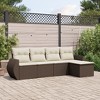 vidaXL 5 Piece Patio Sofa Set with Cushions Brown and Cream - With Table - 2 of 4