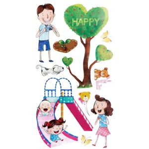 Slickblue Creative Happy Wall Art Decals, Quick Application for Smooth Surfaces, Size 13"x23.5" - 1 of 3