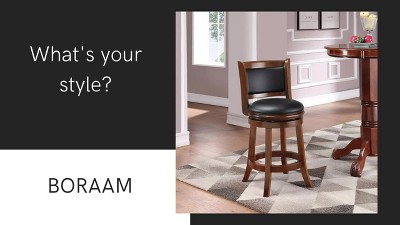 Cappuccino Leatherette 360 Swivel Wood Barstool