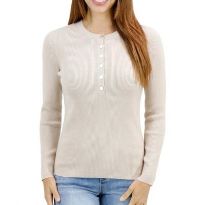 Women's Ribbed Henley Sweater - Grace & Lace