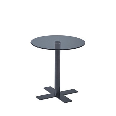 Lirago Tempered Black Glass Dining Table-Slim Metal Frame Space-Saving Design for Home & Office 18.9"W * 18.9"L * 19.7"H