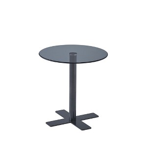 Lirago Tempered Black Glass Dining Table-Slim Metal Frame Space-Saving Design for Home & Office 18.9"W * 18.9"L * 19.7"H - 1 of 4
