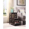 HomeStock 2 Step Chairside End Table with L Shaped Frame and X Side Panels, 3 Tier Storage Accent Side Table for Living Room or Office - 3 of 4