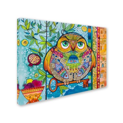 Trademark Fine Art -Oxana Ziaka 'Judaica Folk Owl' Canvas Art