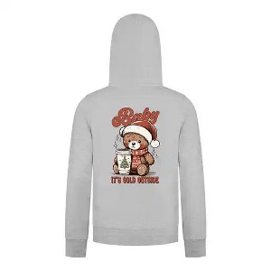Everyday Kids Christmas Collection Baby It’s Cold Outside Zip Up Hoodie – Holiday Sweatshirt - Heather Gray - 1 of 1