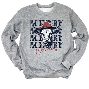 Simply Sage Market Women's Graphic Sweatshirt Merry Oxmas - 1 of 2