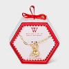 14K Gold Dipped Cubic Zirconia Puffy Heart Charm Initial Necklace - A New Day™ Gold - 3 of 4