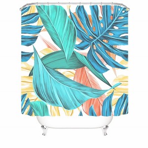 Colorful Banana Leaves Shower Curtains for Bathroom Waterproof Fabric Bath Curtain Durable Soft Stylish Bathroom Decor 72x72 Inch - 1 of 1