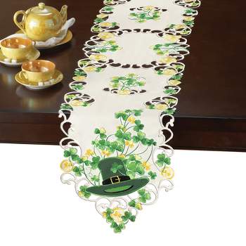 Collections Etc St. Patrick's Day Table Linens with Shamrocks & Leprechaun Hats