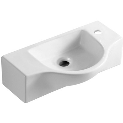 ALFI ABC114 White 18inches Small Wall Mounted Ceramic Sink with Faucet Hole