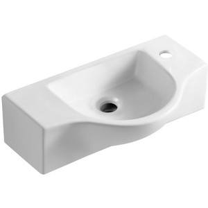 ALFI ABC114 White 18inches Small Wall Mounted Ceramic Sink with Faucet Hole - 1 of 4