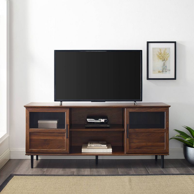 Modern Wood and Glass Door Console TV Stand for TVs up to 65" - Saracina Home, 4 of 11
