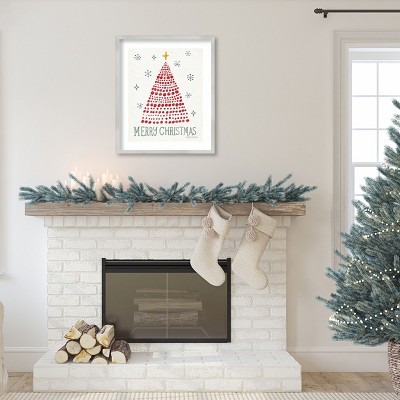 Small Silver Framed Christmas Tree Print Wall Decor