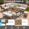 6-Piece Outdoor Patio Rope L-Shaped Sectional Sofa Set with Acacia Wood Table and Ice Box - 3 of 4
