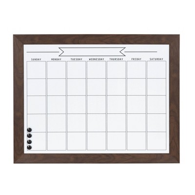 29" x 23" Beatrice Framed Magnetic Dry Erase Monthly Calendar Brown - DesignOvation