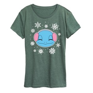 Women's - Pokémon - Squirtle And Snowflakes Short Sleeve Graphic T-Shirt - 1 of 4