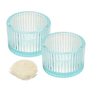 Unique Bargains Centerpiece Decor Round Ribbed Votive Glass Tea Light Holders - 1 of 4