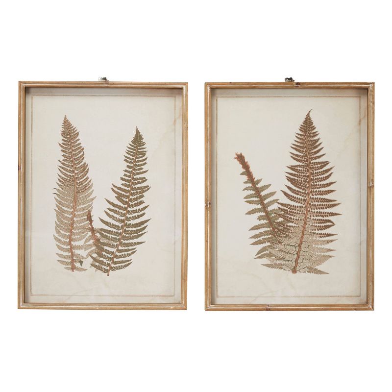 Wood Leaf Fern Framed Wall Art with White Backing Set of 2 Brown - Olivia &#38; May, 5 of 41