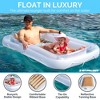 Swimline Luxe Edition Inflatable Relaxing Suntan Tub Floating Pool Lounger, Sun Tanning Pool, with Removable Head Pillow, Pearl White and Gold - image 2 of 4