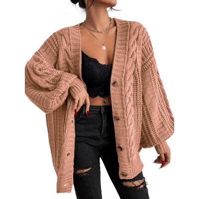 EXLURA Womens 2025 Oversized Cardigan Sweaters Fall Winter Lightweight Soft Knit Cardigan Open Front Button Outwear Coats