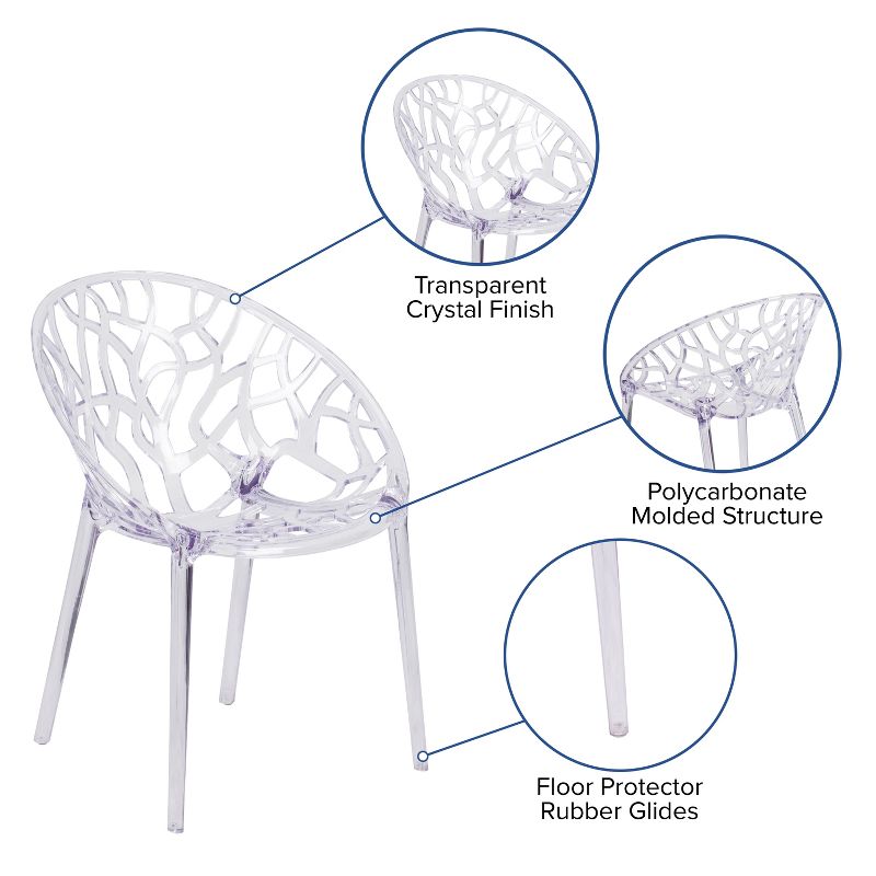 Emma and Oliver Transparent Artistic Oval Shaped Stacking Side Chair, 4 of 11