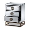 Laken 3 Drawers Mirrored Nightstand - Baxton Studio: Elegant Antique Bronze, Beveled Edges, No Assembly Required - image 2 of 4