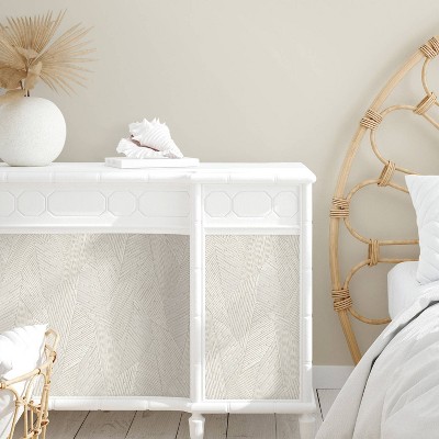 Taupe and White Woven Reed Stitch Peel and Stick Wallpaper