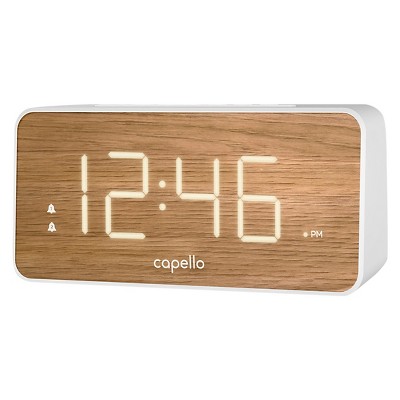 Extra Large Display Digital Alarm Clock White/Pine - Capello