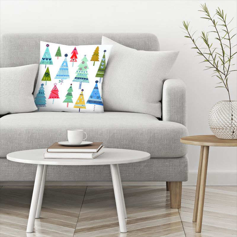 Americanflat Kids Botanical Christmas Trees Collage By Liz And Kate Pope Throw Pillow, 4 of 6