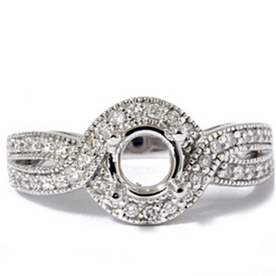Pompeii3 1/3ct Vintage Diamond Semi Mount Engagement Ring Setting