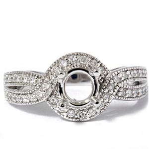 Pompeii3 1/3ct Vintage Diamond Semi Mount Engagement Ring Setting - 1 of 4
