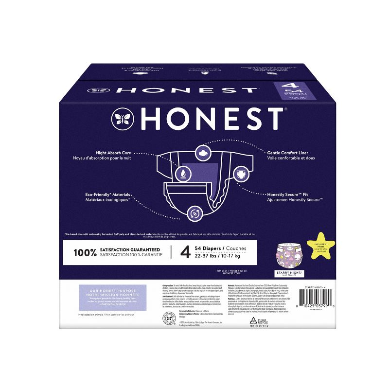 The Honest Company Clean Conscious Disposable Overnight Diapers Cozy Cloud + Star Signs  - (Select Size and Pattern), 2 of 7
