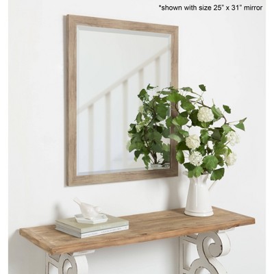 Rustic Brown Rectangular Wall Mirror, 27x39, Modern Farmhouse Design