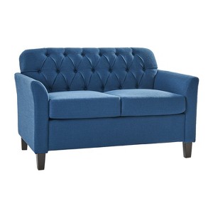 Nuria 51.5" Wide Transitional Button-tufted Loveseat with Tapered Solid Wood Legs and Flared Arms|Artful Living Design - 1 of 4