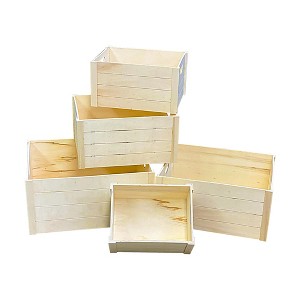 Essential Decor & Beyond 5-Piece Set Natural Wooden Crate Storage - 1 of 2