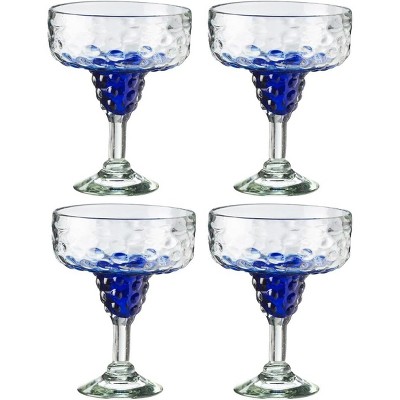 Cobalt Blue Stemless Wine Glasses Set of 6 15 ounces Vibrant Colored Glass